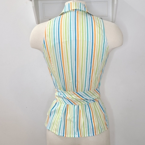 Lilly Pulitzer Vintage WHITE LABEL Multi Color Striped Sleeveless Wrap Top Sz 2 - Picture 4 of 11
